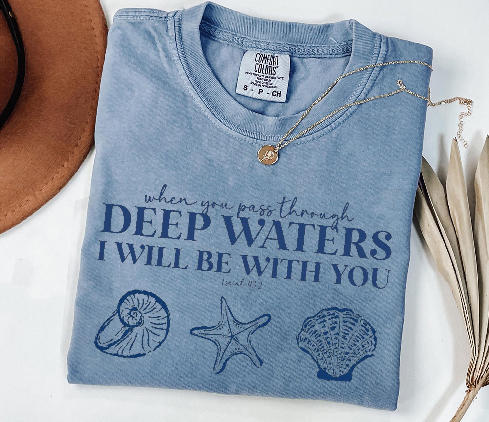 Christian Comfort Colors, Deep Waters, Bible verse shirt Comfort Colors, Scripture Shirt, Christian T-shirt, Faith bible verse shirt